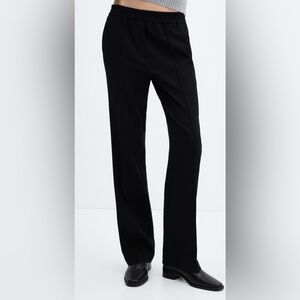 Elastic waist straight black pants